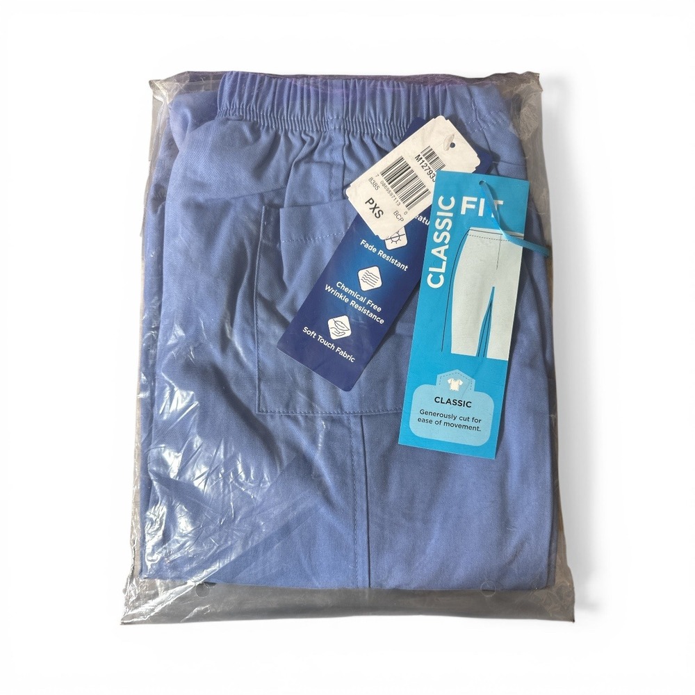 Landau Scrub Pants Women PXS Blue Cargo Pockets Drawstring Medical Uniform NWT